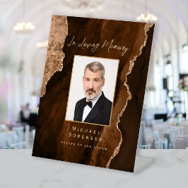 In-Loving-Memory-Foto-Mocha-Braun-Achat-Hochzeit Sockelschild