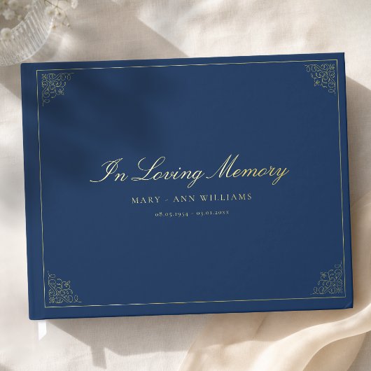 In Loving Memory Funeral Blau Gästebuch