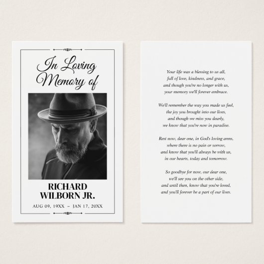 In Loving Memory Funeral Memorial Prayer Card (Vorne & Hinten)