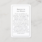 "In Loving Memory" Funeral Photo Prayer  Visitenkarte (Rückseite)