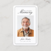 "In Loving Memory" Funeral Photo Prayer  Visitenkarte (Vorderseite)
