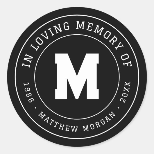 In-Loving-Memory-Gedenkmonogramm Runder Aufkleber (Vorderseite)
