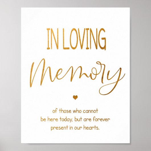 In Loving Memory Hochzeitszeichen 8x10 Poster (Vorne)