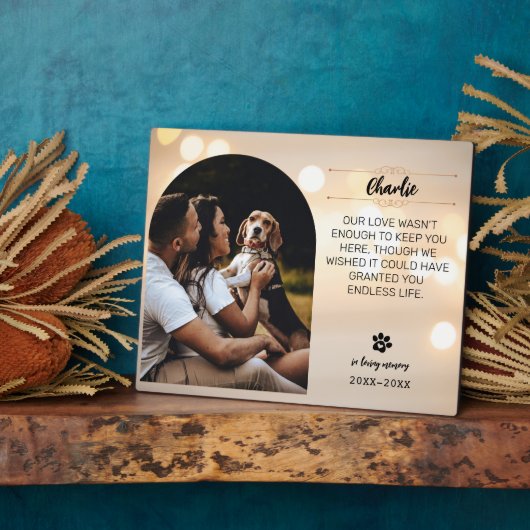 In Loving Memory Hund Fotoplakette – Größe 20x25 c Fotoplatte (Seite)
