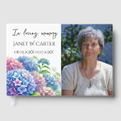 In Loving Memory Hydrangea Floral Funeral Gästebuch (Vorderseite)