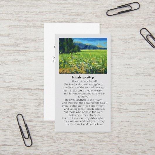 In Loving Memory Isaiah 40:28-31 Sympathy Card Visitenkarte (Vorderseite/Rückseite Beispiel)