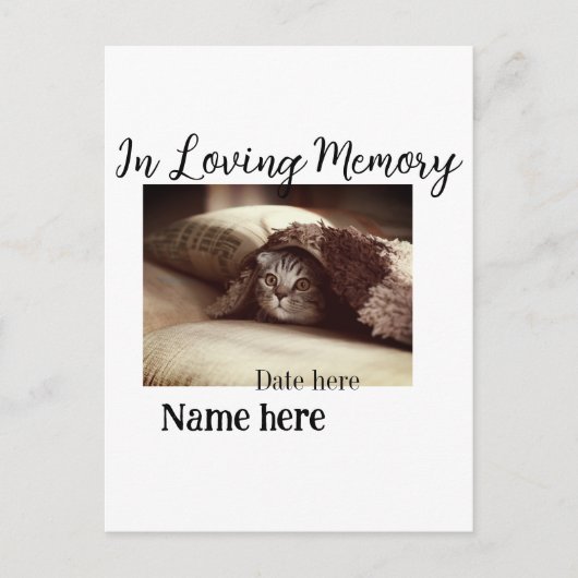 In loving memory memorial keepsake add pet name postkarte (Vorderseite)