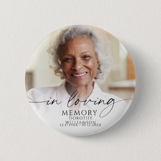 In Loving Memory Memorial Photo Personalized Button (Vorderseite)