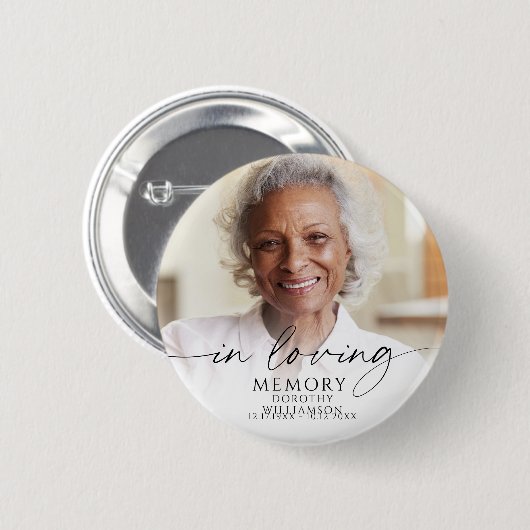 In Loving Memory Memorial Photo Personalized Button (Vorne & Hinten)