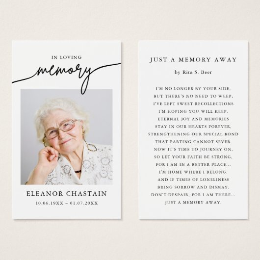 In Loving Memory Minimalist Photo Sympathy Cards (Vorne & Hinten)