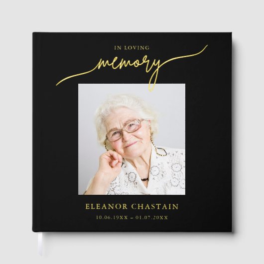 In Loving Memory Minimalist Photo Sympathy Gästebuch (Vorderseite)