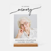 In Loving Memory Minimalistische Foto Trauer Acrylschild (Vorderseite)