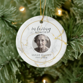 In Loving Memory mit Foto | Marmorgold Keramik Ornament