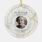 In Loving Memory mit Foto | Marmorgold  Keramik Ornament (Vorne)