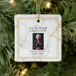 In Loving Memory mit Foto | Marmorgold Keramikornament