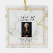 In Loving Memory mit Foto | Marmorgold Keramikornament (Vorderseite)