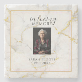 In Loving Memory mit Foto | Marmorgold Steinuntersetzer