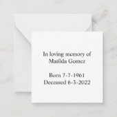 In loving memory mitteilungskarte (Rückseite)