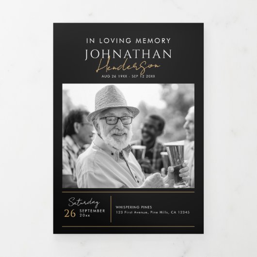 In Loving Memory Modern 14-Foto-Elegante-Gedenkstä Dreifach-gefaltete Programmkarte (Cover)