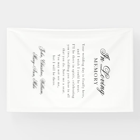 "In Loving Memory" Modern, Calligraphy, Wedding Banner (Horizontal)