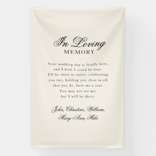 "In Loving Memory" Modern Calligraphy Wedding  Banner (Vertikal)