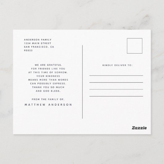 In Loving Memory Modern Cross Multi Photo Postkarte (Rückseite)