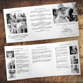In Loving Memory Modern Minimal 14-Foto Beerdigung Dreifach-gefaltete Programmkarte