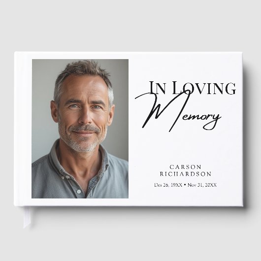 In Loving Memory Modern Photo Funeral Sympathy Gästebuch (Vorderseite)