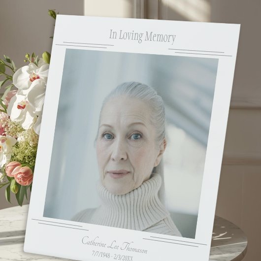 In Loving Memory Modern Photo Funeral Table Sign Sockelschild