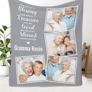 In Loving Memory Moderne graue Fotocollage Fleecedecke