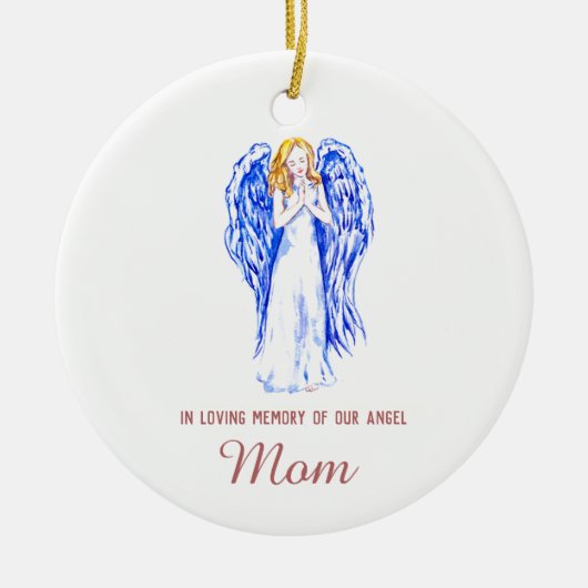 In Loving Memory of Mom Personalized Angel Keramik Ornament (Vorne)