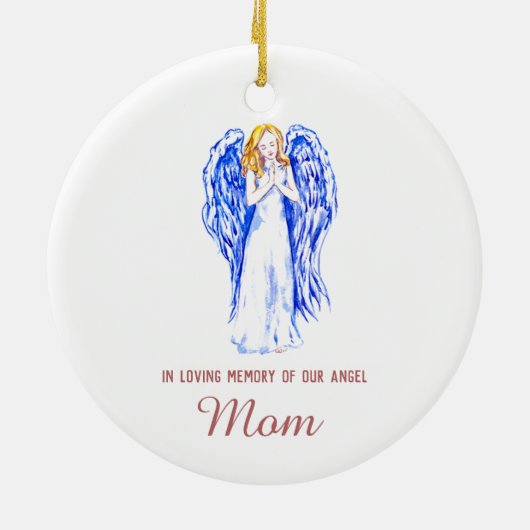 In Loving Memory of Mom Personalized Angel Keramik Ornament (Hinten)