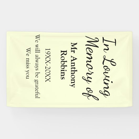 In Loving memory of name funeral memory keepsake Banner (Horizontal)
