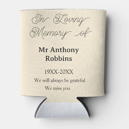 In Loving memory of name funeral memory keepsake Dosenkühler (Vorderseite)