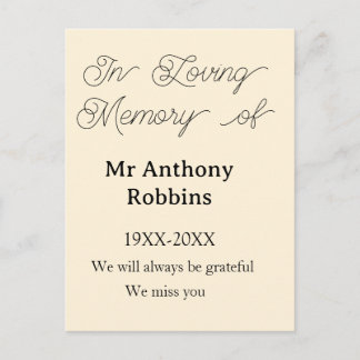 In Loving memory of name funeral memory keepsake Feiertagspostkarte