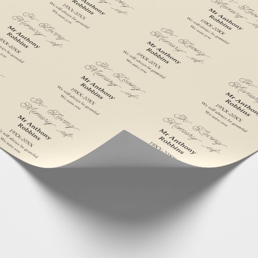 In Loving memory of name funeral memory keepsake Geschenkpapier (Ecke)