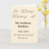 In Loving memory of name funeral memory keepsake Karte (Gelbe Blume)