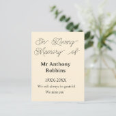 In Loving memory of name funeral memory keepsake Postkarte (Stehend Vorderseite)