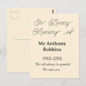 In Loving memory of name funeral memory keepsake Postkarte (Vorne/Hinten)