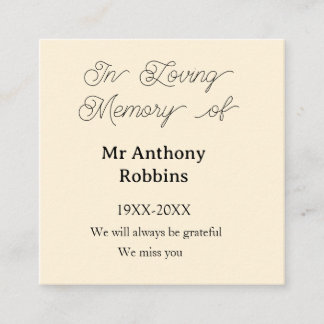 In Loving memory of name funeral memory keepsake Quadratische Visitenkarte
