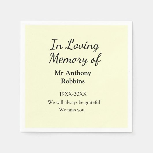 In Loving memory of name funeral memory keepsake Serviette (Vorderseite)