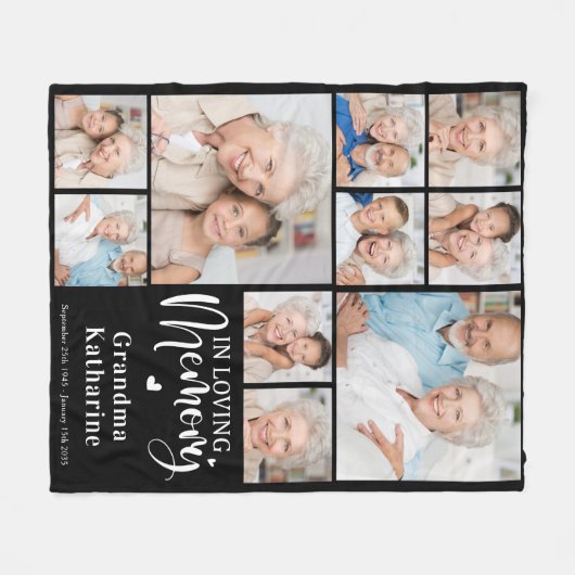 In Loving Memory Personalisiert 10 FotoCollage Fleecedecke (Vorderseite (Horizontal))