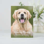 In Loving Memory Pet Memorial Modern Photo Dankeskarte (Stehend Vorderseite)