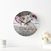 In Loving Memory Pet Photo Paw Print Monogram Große Wanduhr (Zuhause)