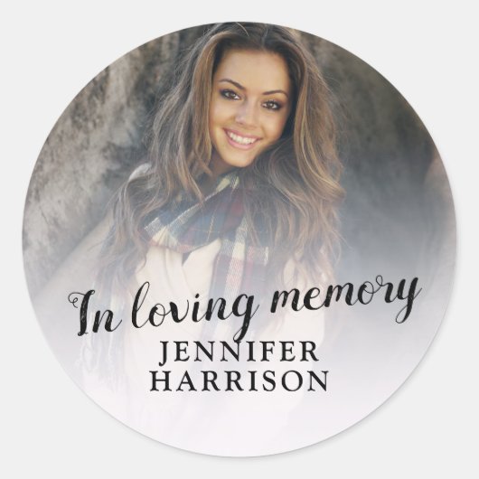 In loving memory photo button runder aufkleber (Vorderseite)