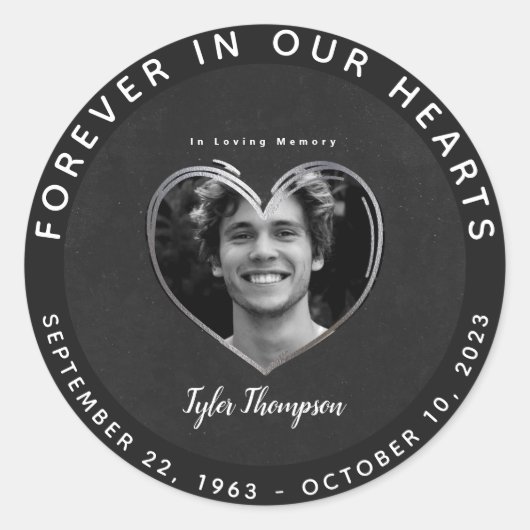 In Loving Memory Photo Classic Round Sticker (Vorderseite)