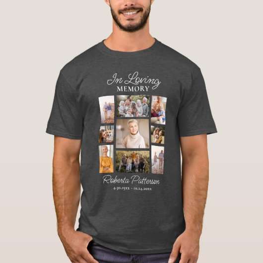 In Loving Memory Photo Collage Funeral Memorial T-Shirt (Vorderseite)