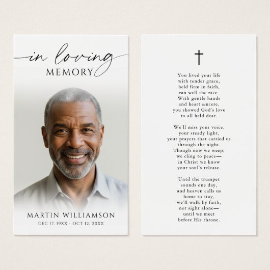 In Loving Memory Photo Cross Poem Prayer Card (Vorne & Hinten)