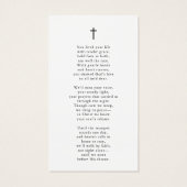 In Loving Memory Photo Cross Poem Prayer Card (Rückseite)