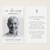 In Loving Memory Photo Cross Sympathy Prayer Card (Vorne & Hinten)